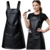 Ochranná kuchyňská zástěra pro muže i ženy, voděodolná, s kapsami, černá