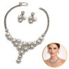 Elegantní sada šperků s perlami a krystaly – náhrdelník + náušnice, stříbro N1071S