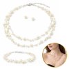 Jemná perlová svatební sada, náhrdelník, náramek, náušnice N1074