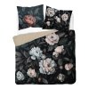 3D povlečení z mikrovlákna s romantickými pivoňkami na černém pozadí – 220x200 cm – Visuale 3D – vzor 5432 A