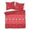 Vánoční flanelové povlečení 220x200 červené se soby a sněhovými vločkami – Kouzlo Vánoc – 5621 A