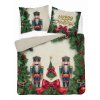 Vánoční bavlněné povlečení 220x200 Veselé Vánoce krémově zelený louskáček vánoční stromeček 5300 A Holandsko Vánoce 2024