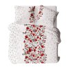 Bavlněné povlečení 140x200 bílá šedá červená listy květy 1196N Bielawa KARO