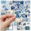 Sada modrých estetických samolepek bluecore, 60 kusů, DIY dekorace