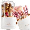 Organizér na make-up s víkem na kosmetické štětce, bílý