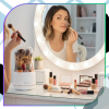 Organizér na make-up s víkem na kosmetické štětce, bílý
