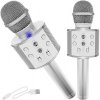Multifunkční Karaoke Mikrofon s Reproduktorem, Stříbrný, Bluetooth 4.0, Vestavěná Baterie 1200mAh