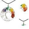 Náhrdelník s přívěskem Strom štěstí, barevné minerály, na šňůrce