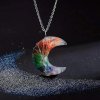 Náhrdelník z chirurgické oceli s barevnými minerály a křišťálem ve tvaru měsíce