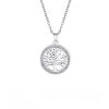 Náhrdelník s přívěskem stromek z chirurgické oceli, stříbrný, zdobený zirkony
