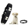 Kožený obojek pro psy roztomilý s kotníky černý nastavitelný