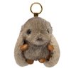 Plyšový hnědý králičí přívěsek do kabelky se stylovým pomponem