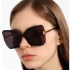 Velké čtvercové dámské sluneční brýle s kočičíma očima, kovový rám, UV filtr 400 kat. 3, délka 14,5 cm