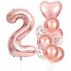 Sada 10 Růžových Balónků pro Druhé Narozeniny, Latex a Fólie, Max. Velikost 25 cm