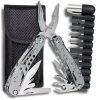 Kompaktní stříbrný multitool 24v1 s 11 bitů, kombinované kleště, nůž. 

**** Kompaktní stříbrný multitool 24v1.