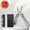 Kompaktní stříbrný multitool 24v1 s 11 bitů, kombinované kleště, nůž. 

**** Kompaktní stříbrný multitool 24v1.