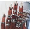 Sada 10 Punkových Kovových Prstenů, Stříbrná Barva, Velikosti 16-18 mm