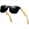 Retro Sluneční Brýle UV400 Cat.3 s Bambusovými Templáty, Plastové + Bambus, Šířka 150mm