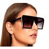 Oversize Dámské Sluneční Brýle, Čtvercové, Černé s UV400 Filtrem a Zlatými Kovovými Vložkami