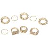 Sada 8 Boho Prstenů v Retro Stylu, Zlatá Barva, Šířka 16-18 mm