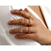 Sada 8 Boho Prstenů v Retro Stylu, Zlatá Barva, Šířka 16-18 mm