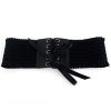 Elastický Dámský Korzetový Pásek, Černý, Syntetický Materiál s Vložkami z Ekologické Kůže, 70-100x10 cm