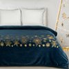 Vánoční přikrývka 150x200 Joy 3 tmavě modré zlaté hvězdy přehoz Eurofirany