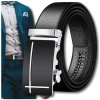 Automatický opasek z ekokůže, černý, šířka 3,5 mm, délka 130 cm