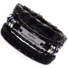Unisex set 3 kožených náramků punk rock, černá/bílá, vnitřní obvod 15,5-16,5 cm