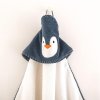Dětská osuška 90x90 Penguin Alabaster-5730 ecru navy blue froté dětská osuška s kapucí