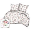 Bavlněné povlečení 160x200 78b bílý jablkový květ zelené listy na zip