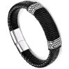 Pánský kožený náramek, černý, s magnetovým zapínáním z nerezové oceli, délka 21,5 cm