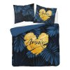 Bavlněné povlečení 220x200 tmavě modré amore s listy 4414 A Holland 35