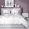 Bavlněné povlečení 220x200 bílá šedá růžová květy 4462 A bavlna 40