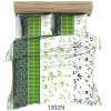 Bavlněné ložní prádlo 140x200 bílé zelené listy 1302 N bavlna Max