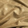 Záclona 140x250 Julia gold ready na velurových průchodkách s reliéfním geometrickým vzorem vějířů Eurofirany