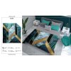 Dekorační přehoz 170x210 tyrkysově zlatý geometrický K_61 112 Přehoz přes postel