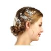 Svatební spona do vlasů s perlami a krystaly, stříbrná/zlatá, 8 cm