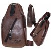 Pánská kožená taška přes rameno, hnědá, nastavitelný popruh 60-112 cm, rozměry 17x33x6 cm
