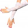 Dámské dlouhé krajkové rukavice, bílé, elastické, univerzální velikost