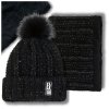 Dámský zimní set komín a kostkovaná čepice, černá, akrylové vlákno, univerzální velikost