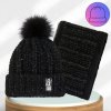 Dámský zimní set komín a kostkovaná čepice, černá, akrylové vlákno, univerzální velikost