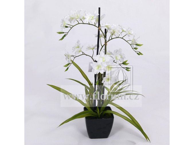 11335 1 umela rostlina orchidej 70cm bila