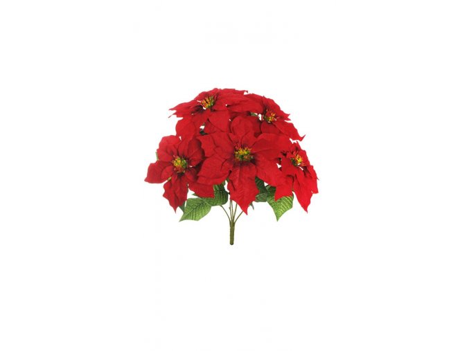 Umelá kvetina Poinsetia Bush (45cm) červená