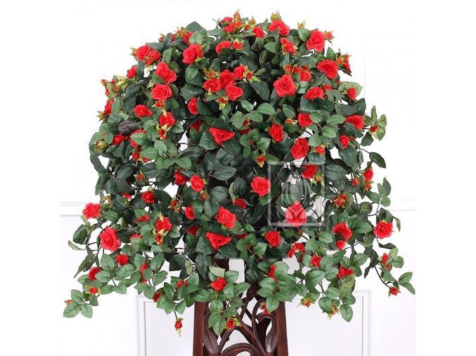 Umělá rostlina Převis z růží (70cm) červený