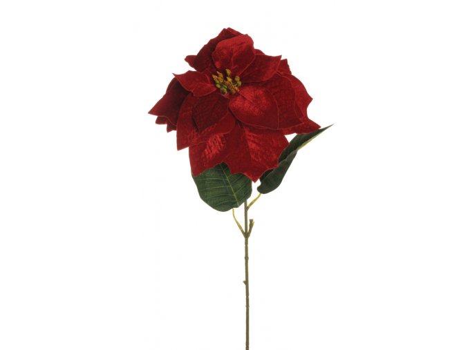 Umělá květina Poinsetia VELVET (75cm) červená  vánoční hvězda