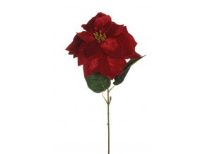 Umělá květina Poinsetia VELVET (75cm) červená  vánoční hvězda