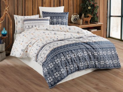 Vánoční prodloužené povlečení 140x220 zip modré