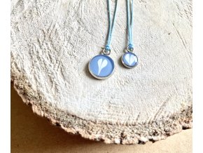 Kulatý náhrdelník srdce 1+1 pro maminku a dítě světle modrý