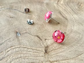 Náušnice pecky s růžovými kvítky 11 mm
